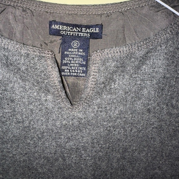 American Eagle Women’s 2 Sleeveless Shift Dress Wool Gray Dark Academia Preppy - Picture 3 of 11